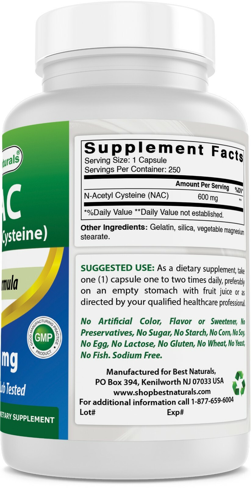 Best Naturals NAC 600 mg 250 Capsules