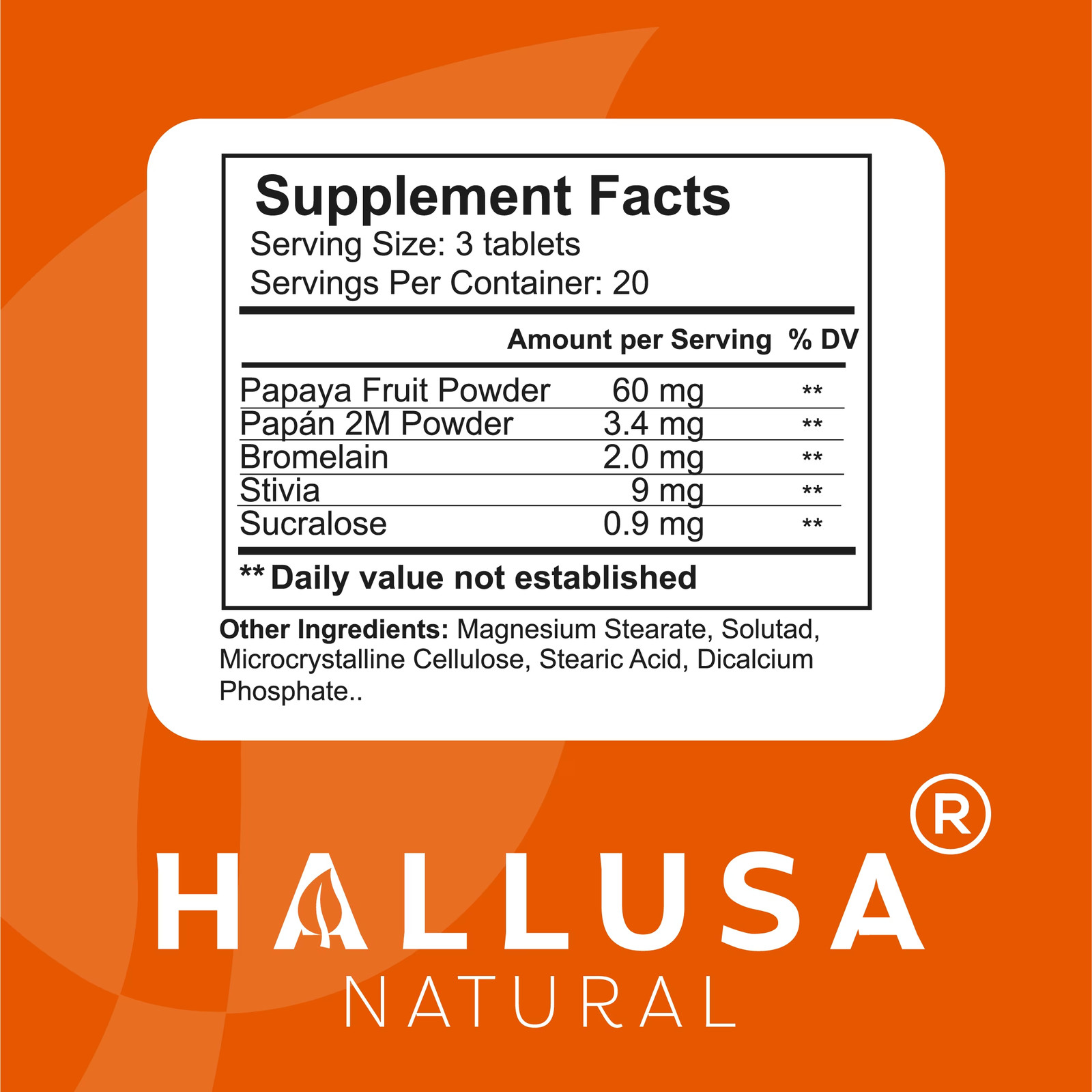HALLUSA Papaya Enzyme Digestive Support with Probiotics – 60 Tablets