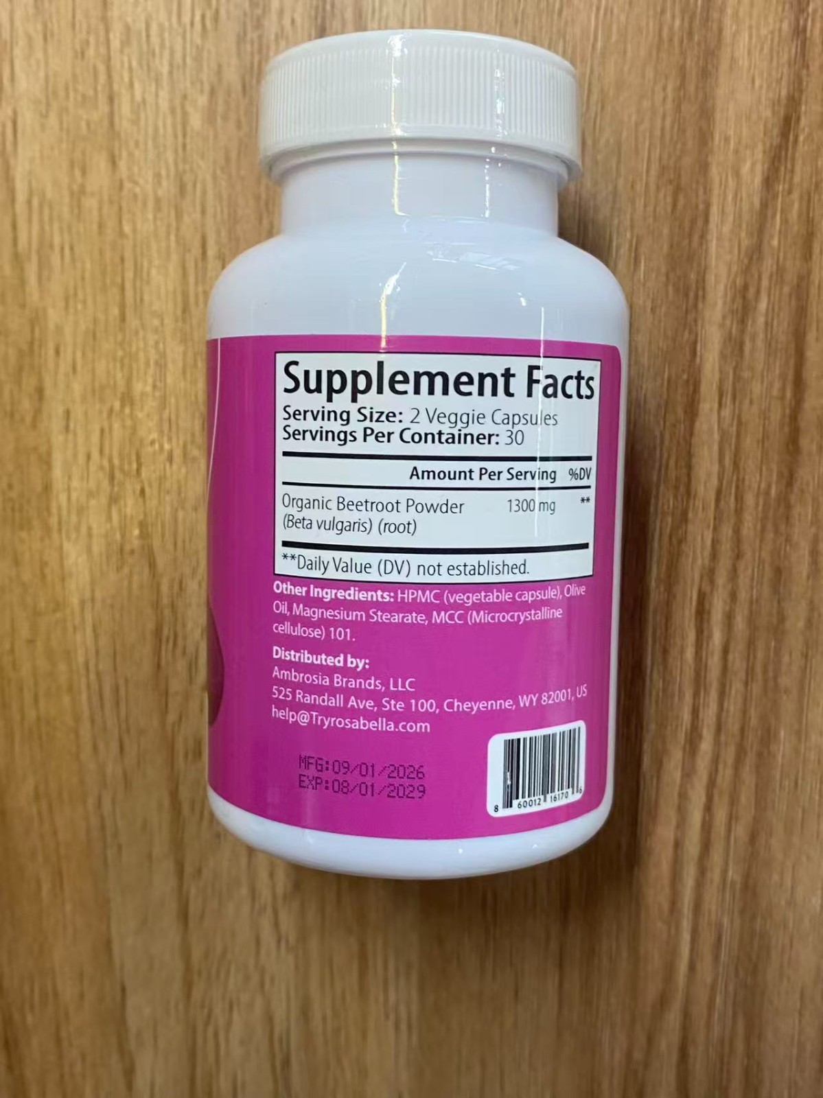3PCS Rosabella Organic Beet Root 60 Capsules Natural Energy Boost Blood Pressure