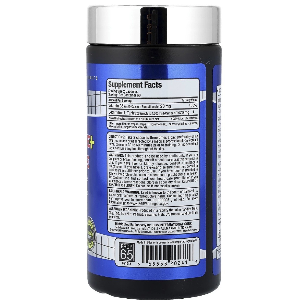 ALLMAX Essentials, L-Carnitine + Tartrate, 120 Capsules