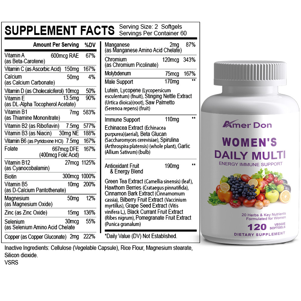 Multivitamin for Women – Complete Daily Multi mineral Vitamin Supplement 120Caps