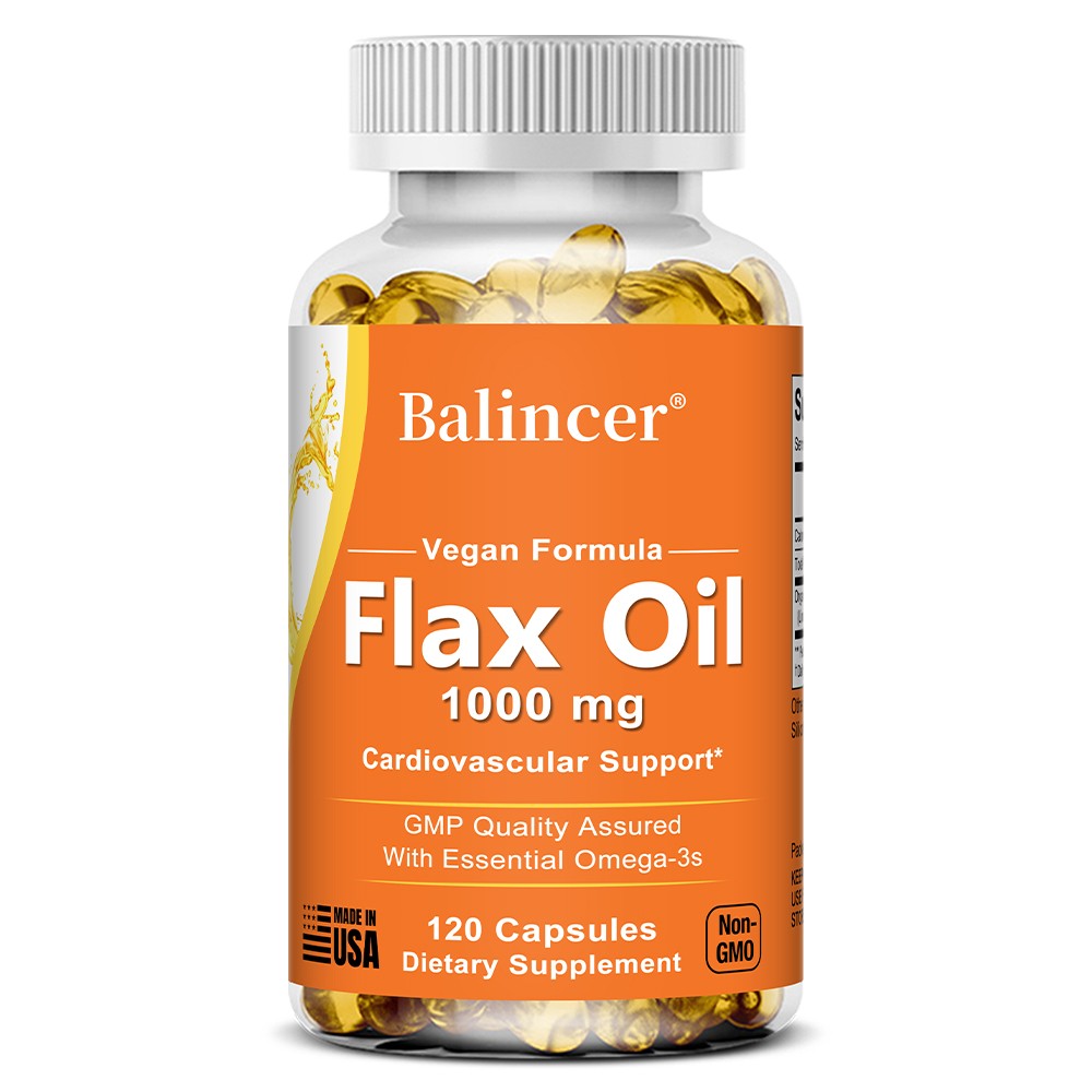 Flaxseed oil 1000mg capsules (30/60/120 pack) With Essential Omega-3s