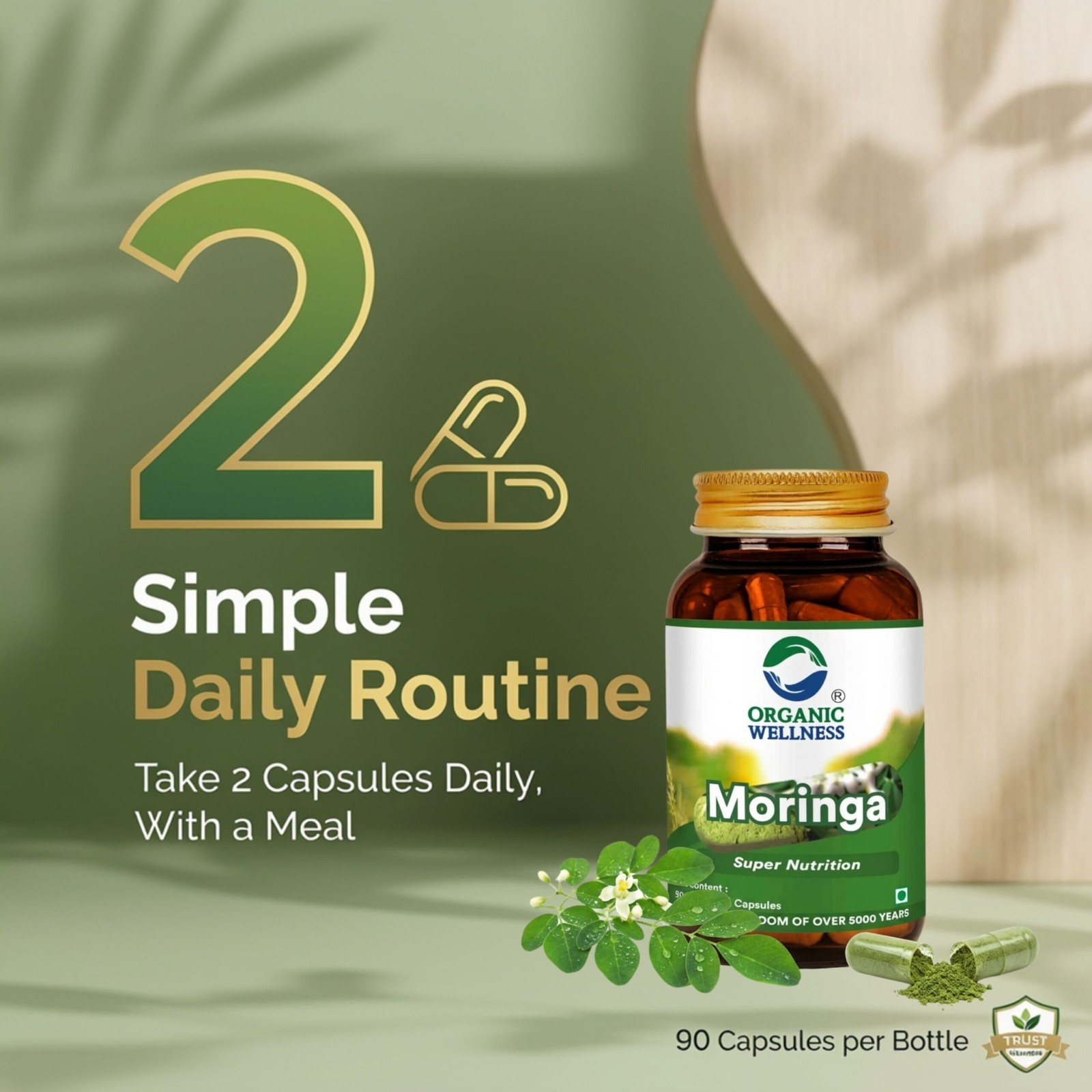 ORGANIC WELLNESS moringa super nutrition 90 vegetarian capsules
