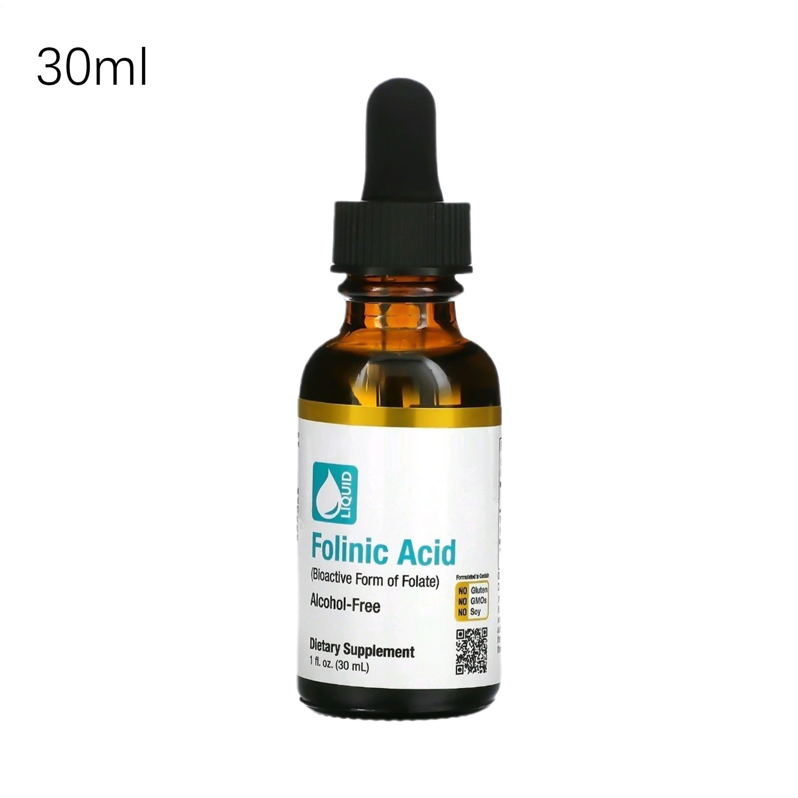 California Gold Nutrition Folinic Acid Alcohol-Free Liquid 1 FL Oz (30 mL)`