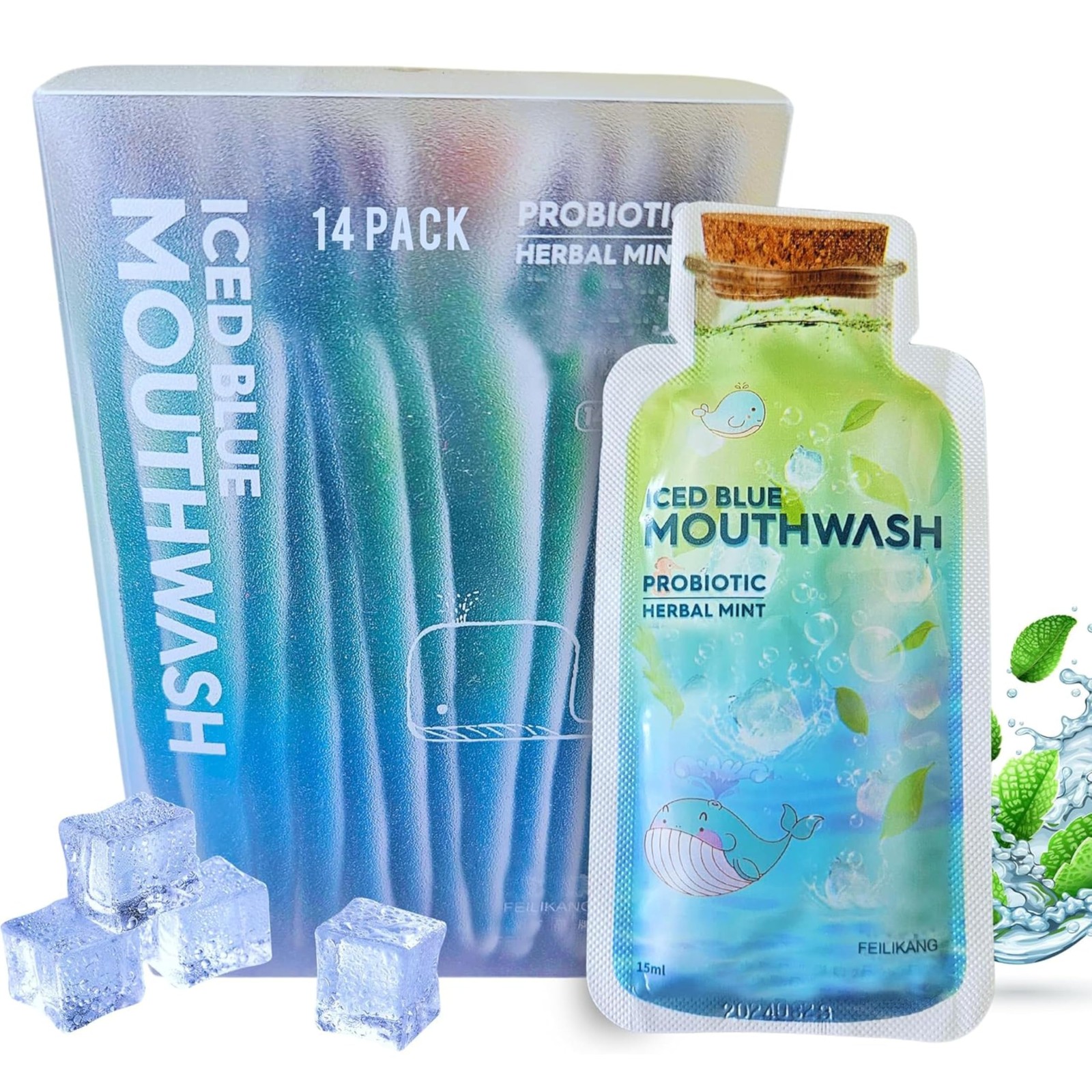 Skywin Travel Size Mouthwash – Mini Mint 0.04 Fl Oz (Pack of 14), Green