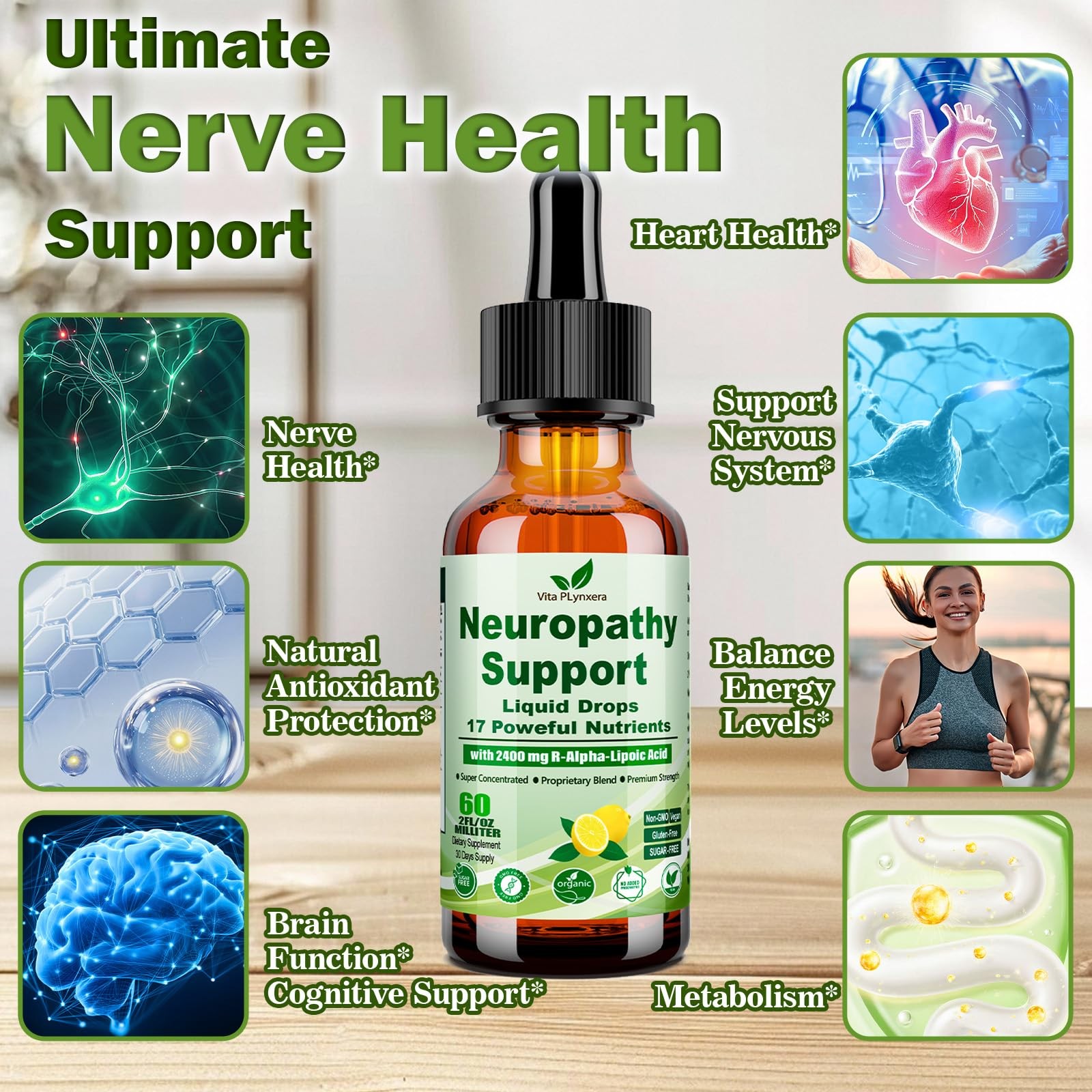 Neuropathy Supplements Liquid Drops, Advance 17-in-1 2 Fl Oz (Pack of 1)