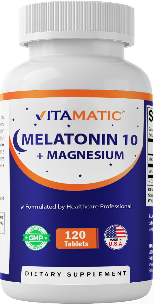 Vitamatic Melatonin 10 mg with Magnesium 200 mg 120 Tablets – High Potency Sleep