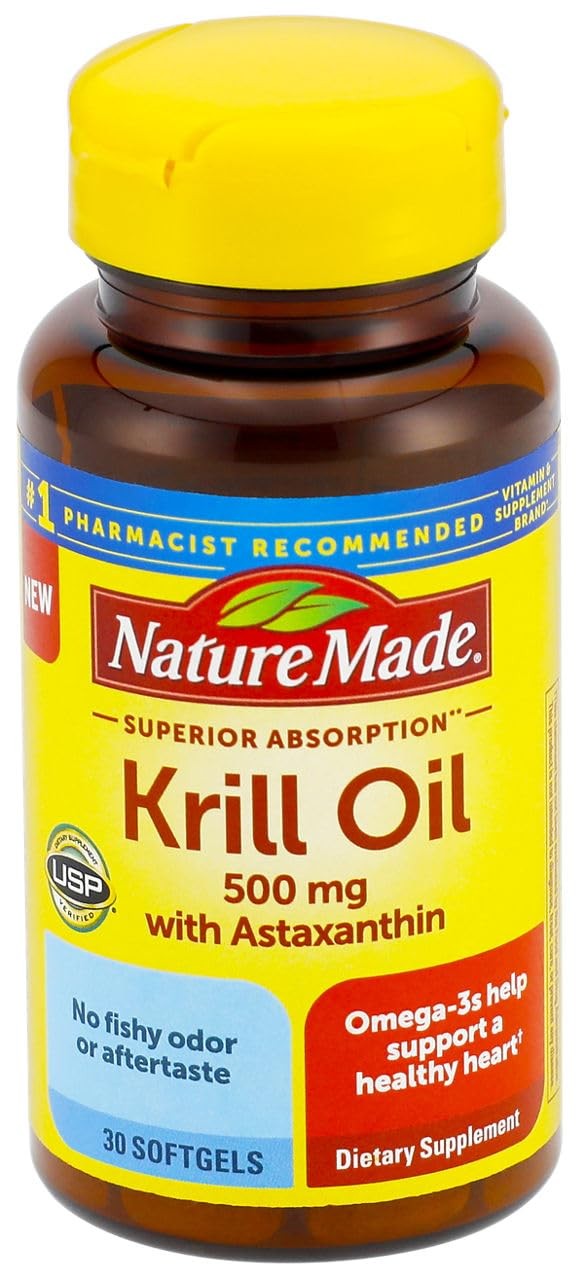 Nature Made, Superior Absorption Krill Oil 500mg with Omega 3 Softgels, 30