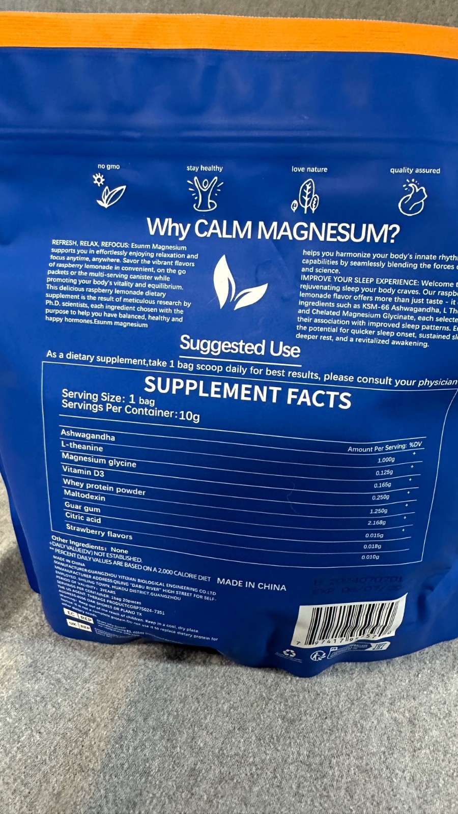 Calm Magnesium Raspberry Lemonade Drink Mix Stress Relief 20 Packets BB 6/7/27