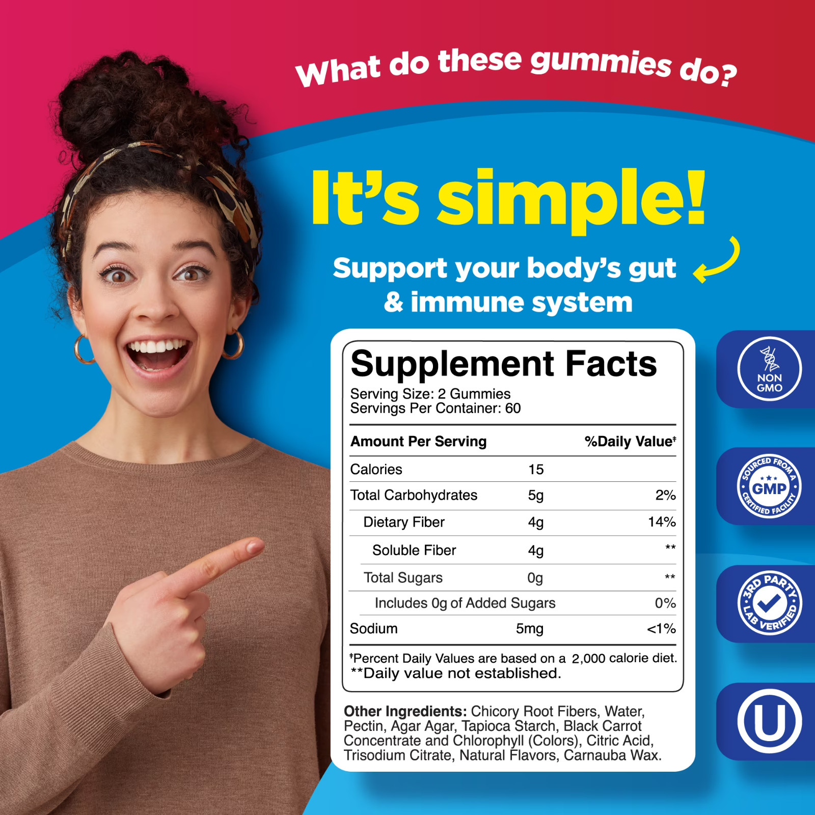 Phytoral Sugar Free Prebiotic Fiber Gummies Mixed Berry 120 Count