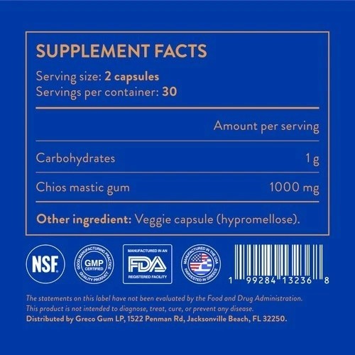 Greco Gum – Mastic Gum Capsules 500 mg – Greek Chios Mastiha Supplement for G…