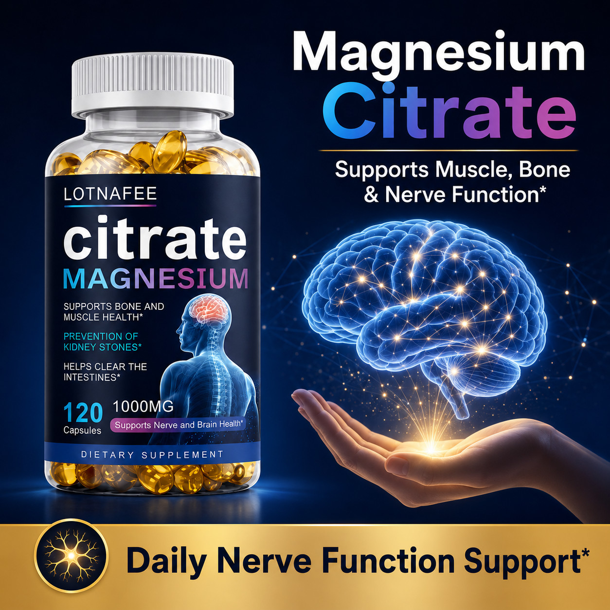 Magnesium Citrate 1000mg Capsules Super Strong Effective Capsules 120 Softgels