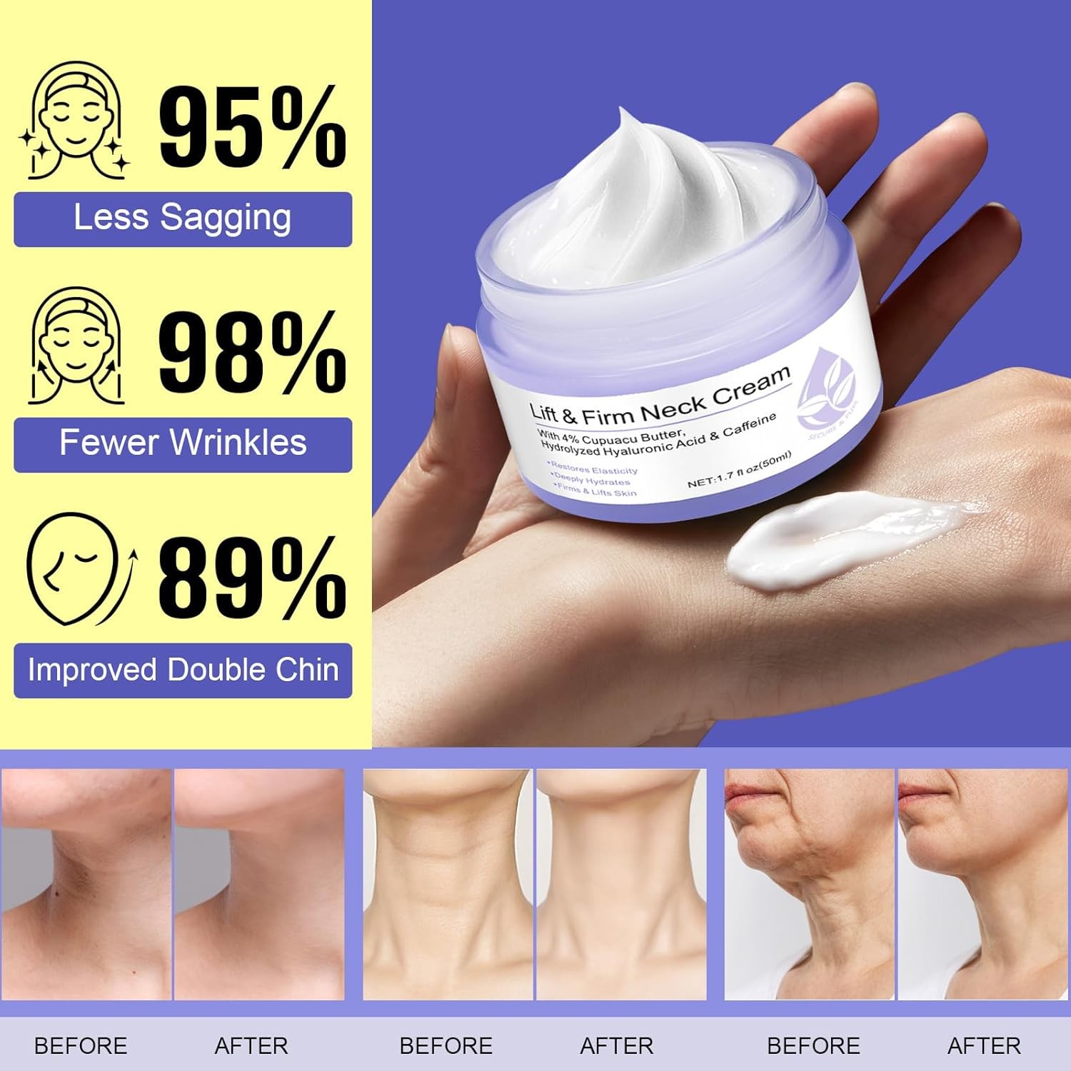 2024 New Pure Neck Firming Cream, Anti-Aging Tighten & Lift Neck Cream, Chest Ne