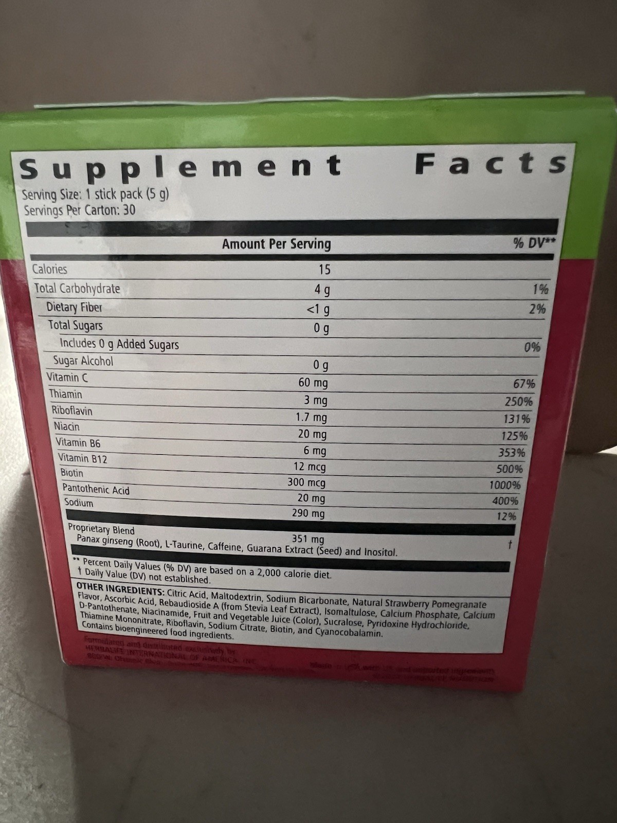 Herbalife Nutrition LIFTOFF Energy Stick Packs -pomegranate Berry- 30 stick pack