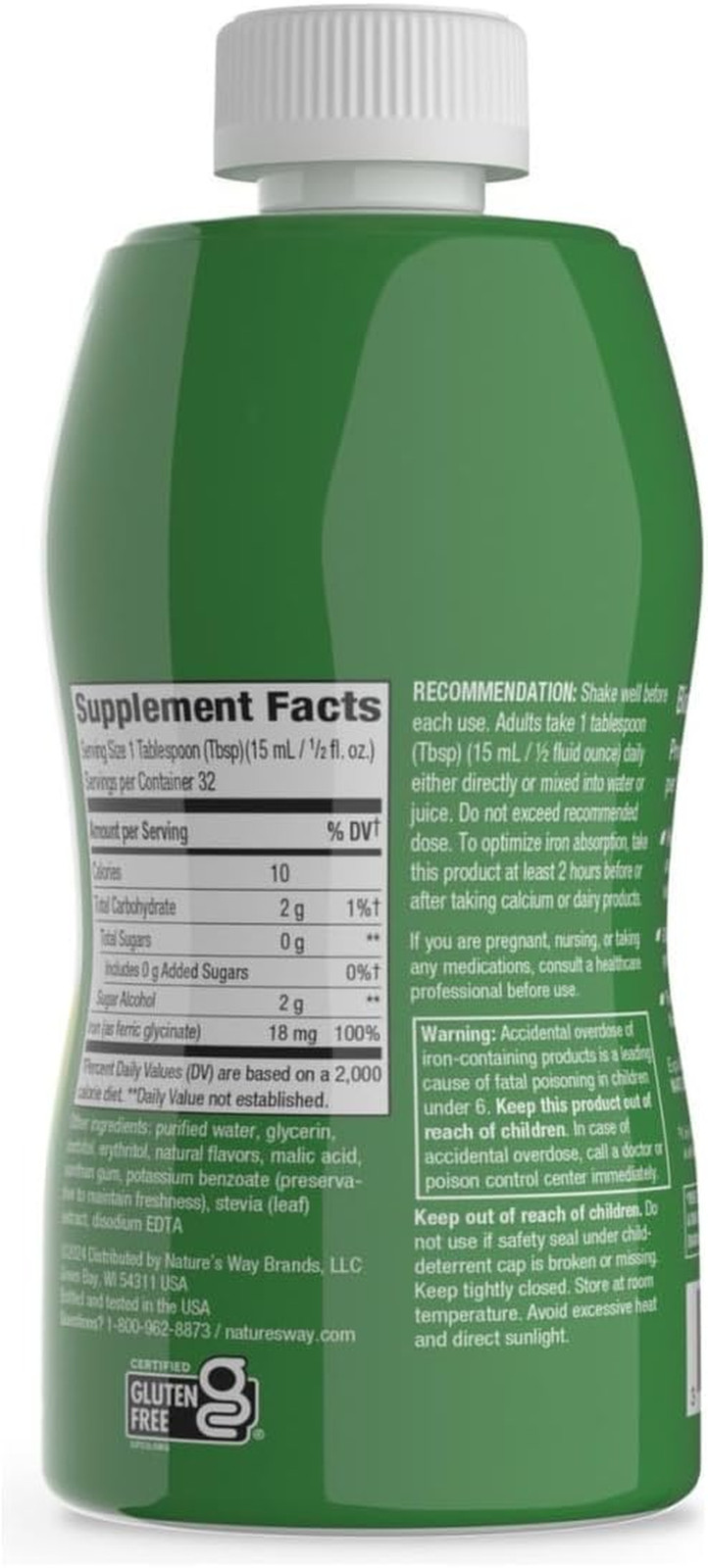 Nature’S Way Liquid Iron Supplement, 18 Mg per Serving, Berry, 16 Fl Oz | Gentle