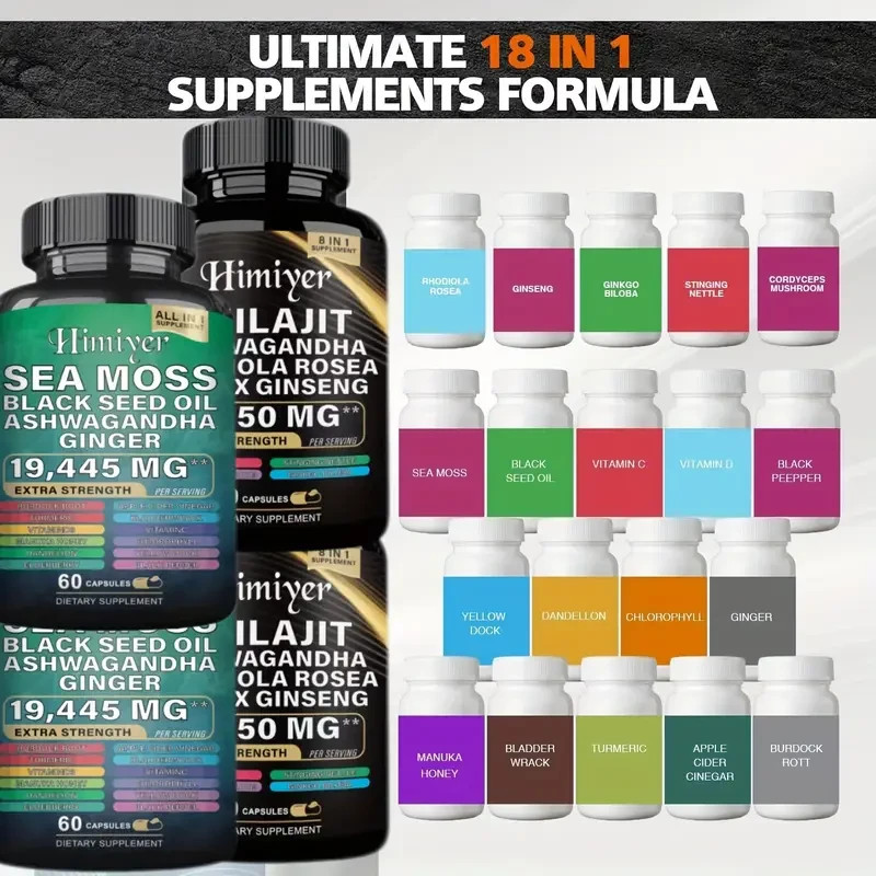 Dynamic Vitality Bundle – Sea Moss Multivitamin & Shilajit Power Combo 120 Ct