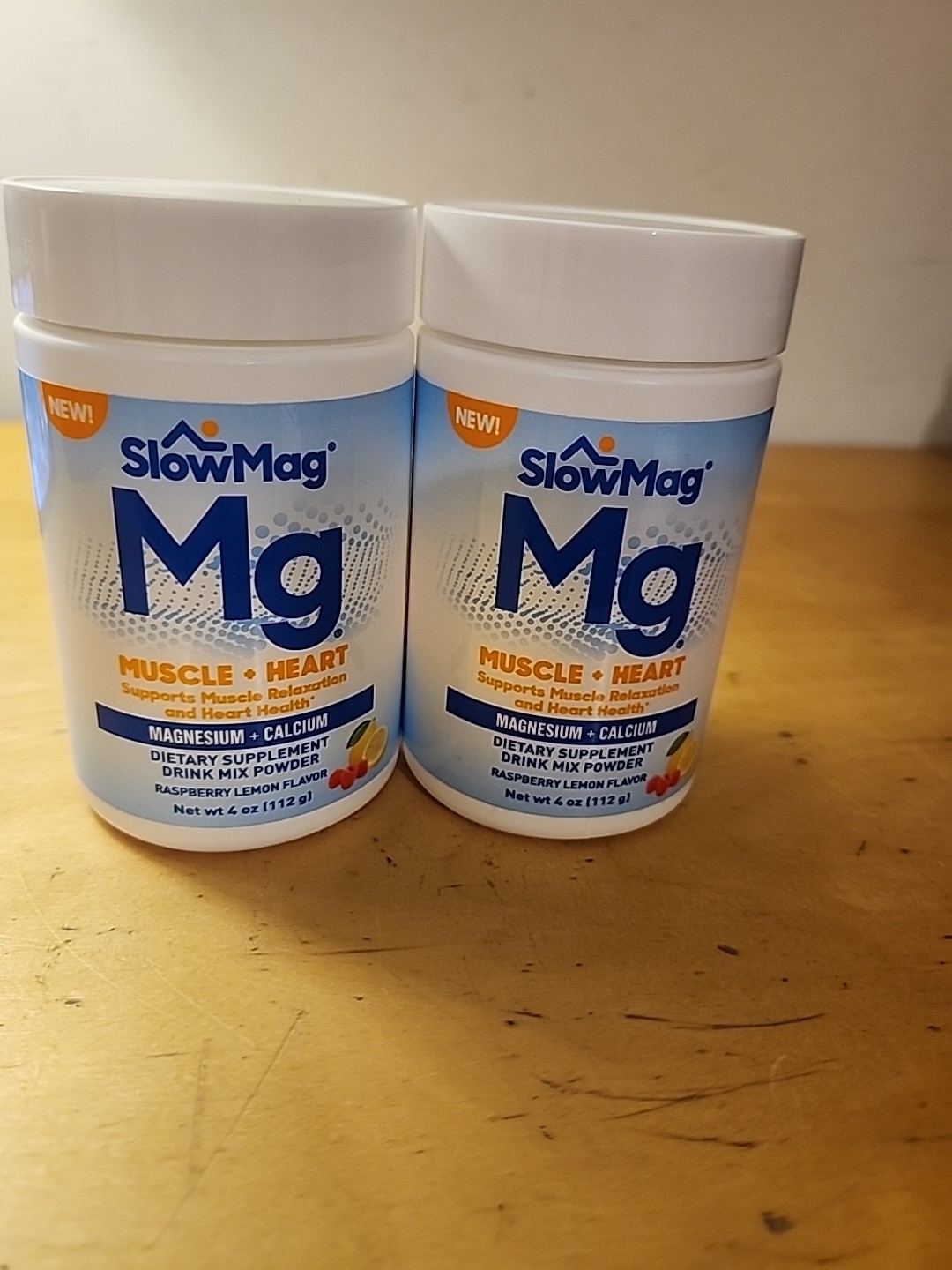 2xMG SlowMag DRINK MIX Magnesium Calcium 4oz MUSCLEHEART Raspberry Lemon 10/2025