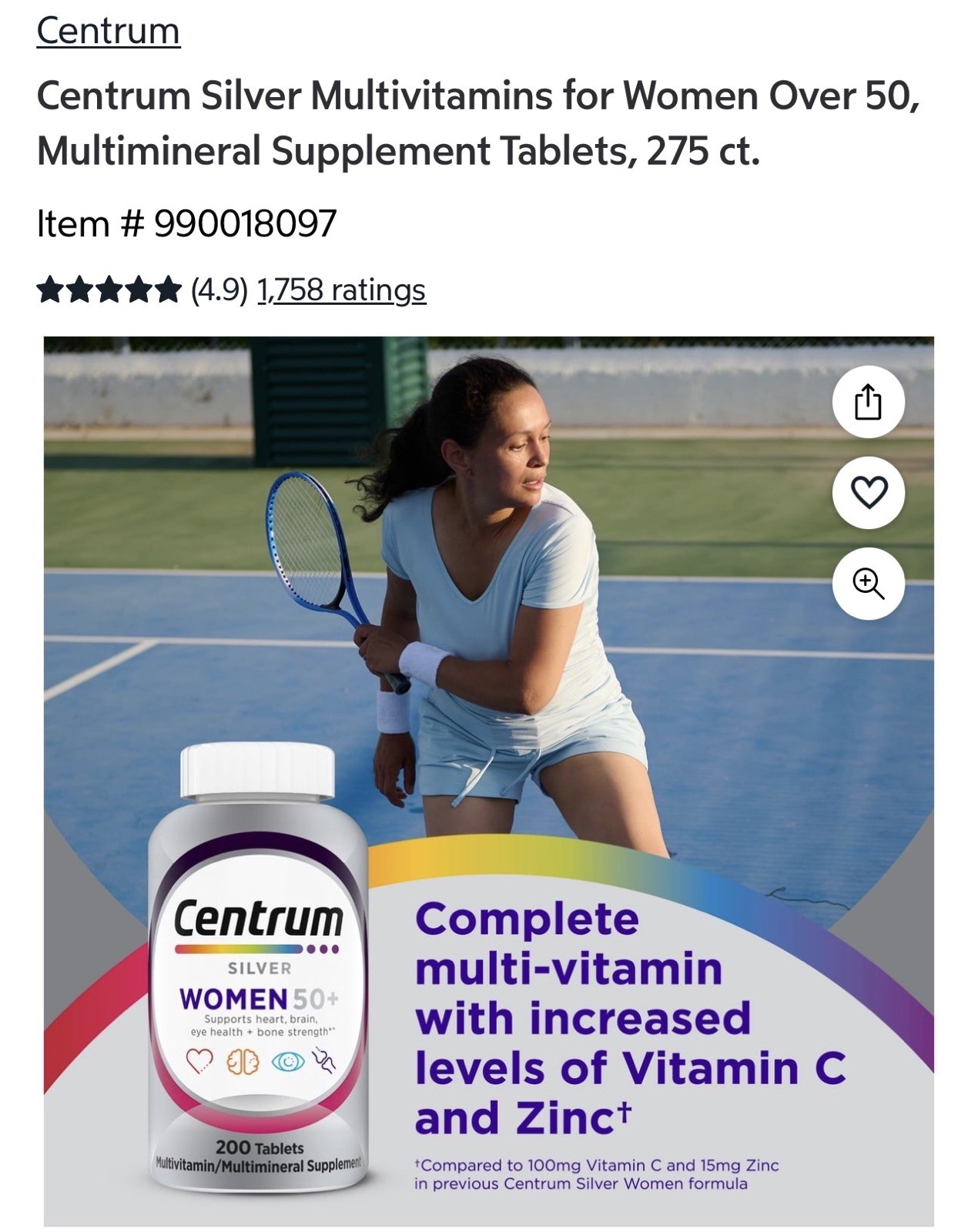Centrum Silver Women 50 Plus Complete Daily Multivitamin 275 Tabs EXP 08/2027
