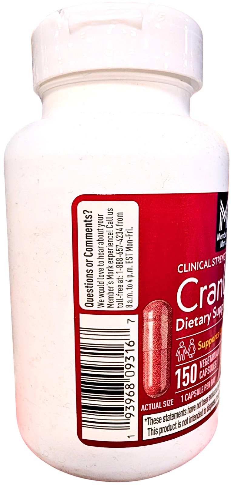 Member’s Mark Clinical Strength Cranberry Capsules 500 mg 150 Count EXP 02/2027