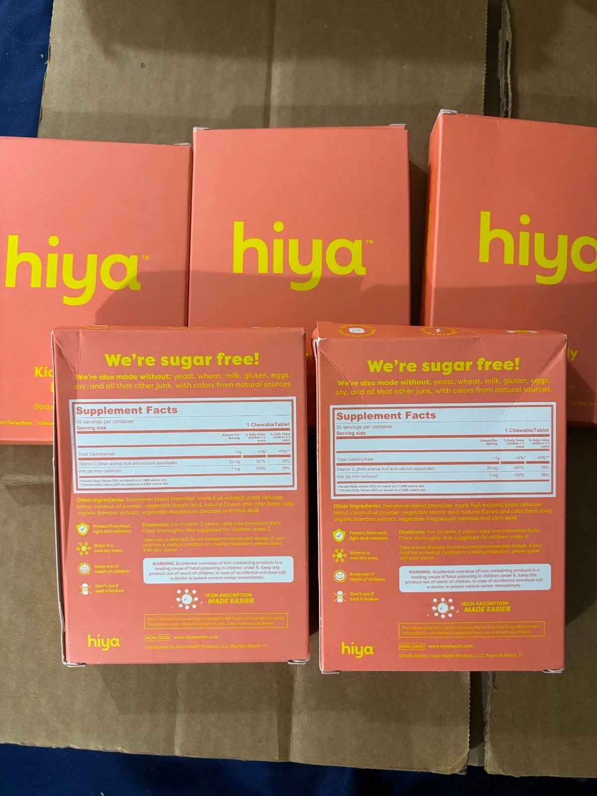 5x Hiya Kids Daily Iron+ 30 Chewables New Sealed – 150 Day Supply Strawberry