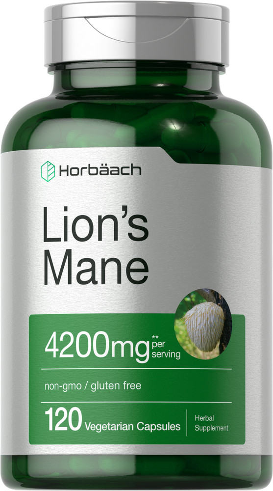 Lions Mane Mushroom Capsules | 4200mg | 120 Count | Vegetarian | by Horbaach