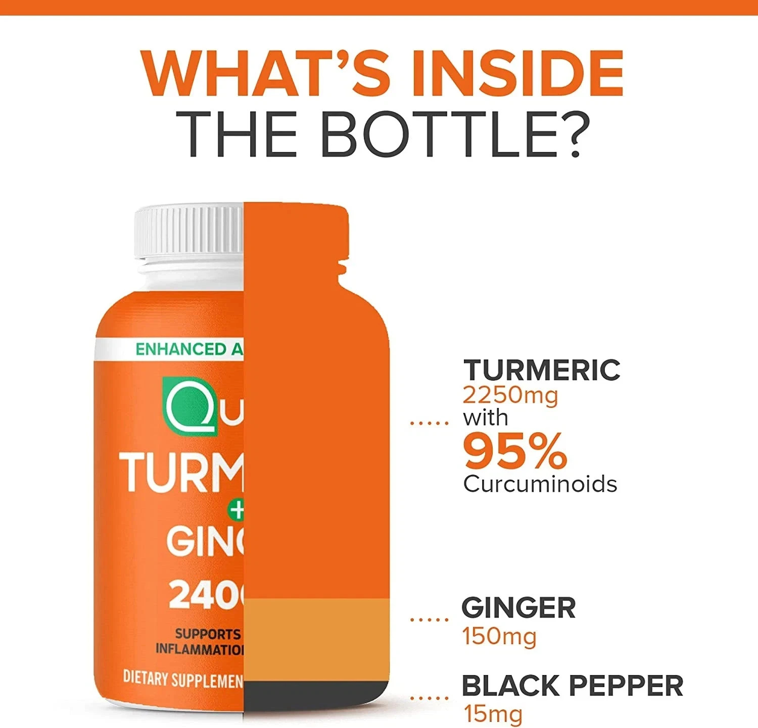 Qunol Turmeric Curcumin with Black Pepper & Ginger, 2400Mg Turmeric Extract with