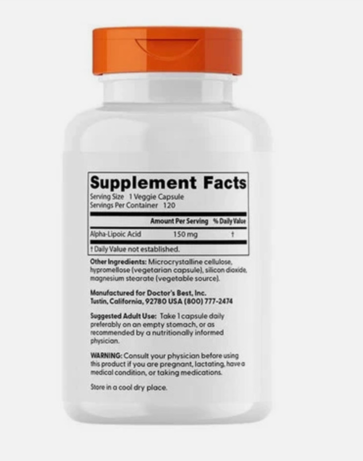 Doctor’ss Best Alpha Lipoic Acid 120 Veg Caps 150 Mg EXP 04/2026