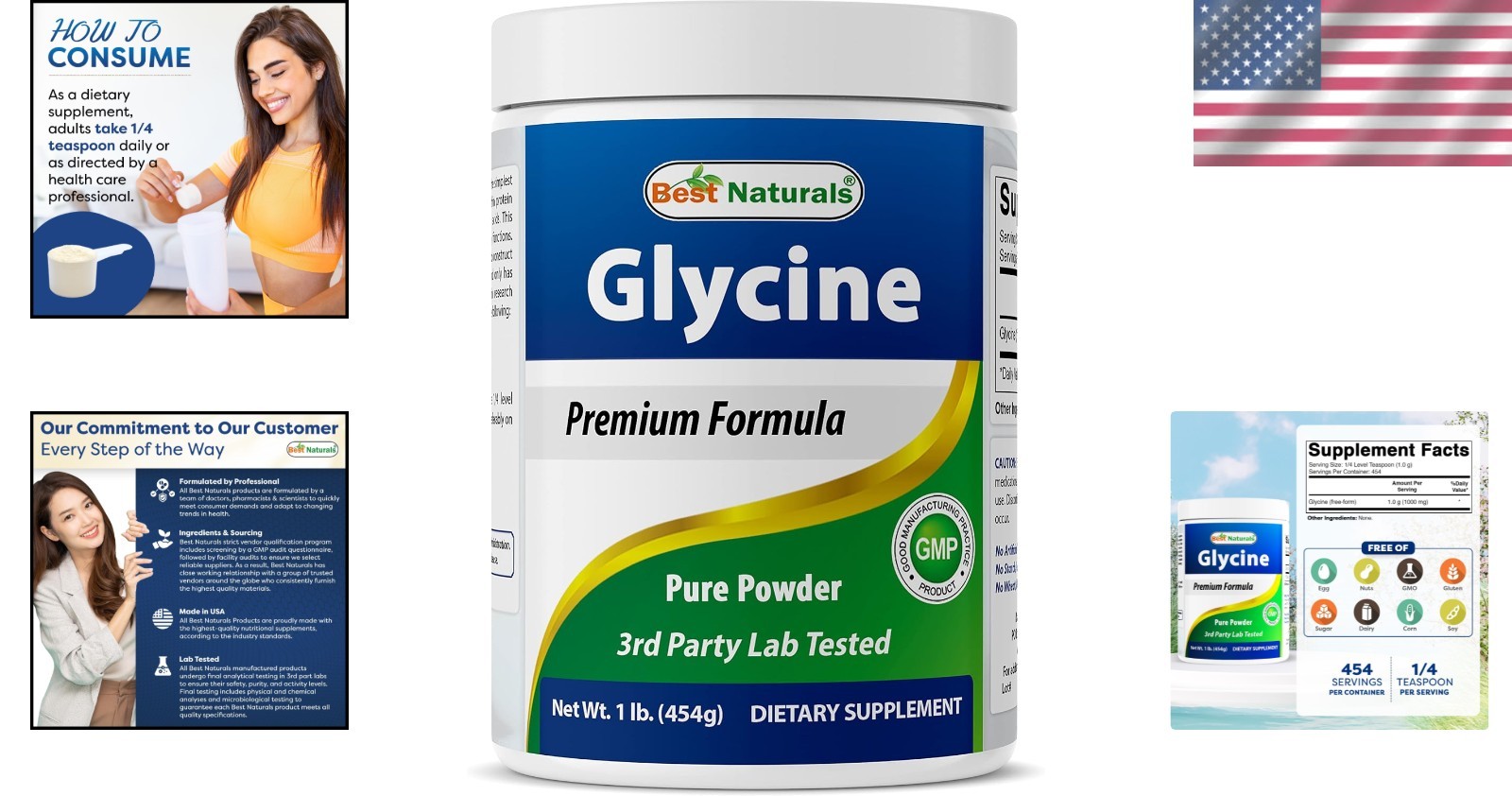 Glycine Powder 1 LB – Pure Relaxation Support & Energy Management, 454 Servings