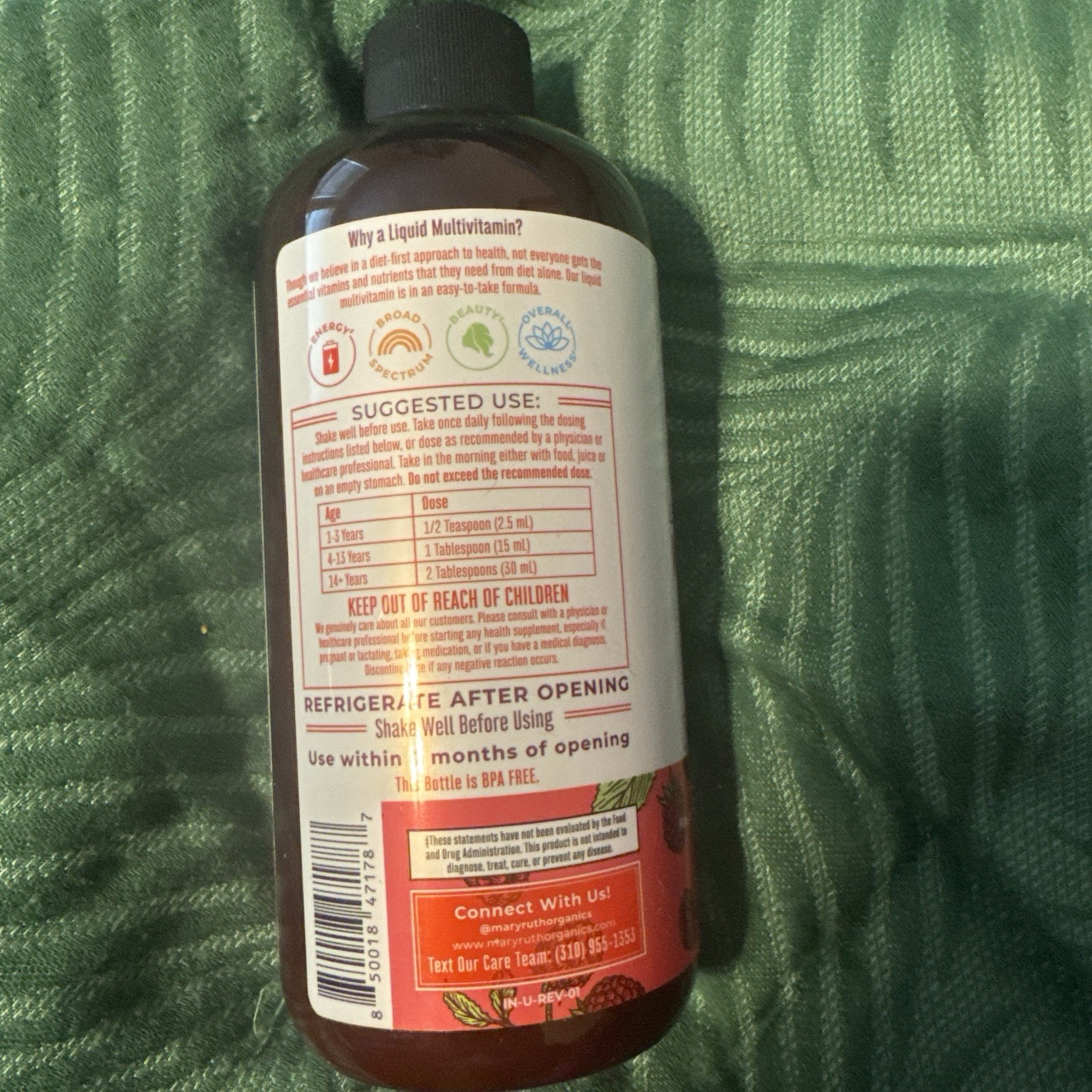 Mary Ruths Liquid Morning Multivitamin Raspberry 15.22 fl oz. EXP 03/2027 Sealed