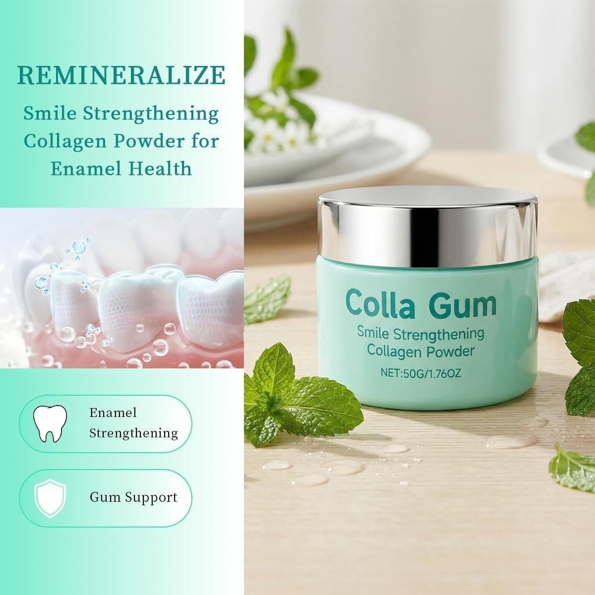 Collagum Collagen Tooth Powder Hydroxyapatite Gum Care Strengthen – 2PCS (50g)
