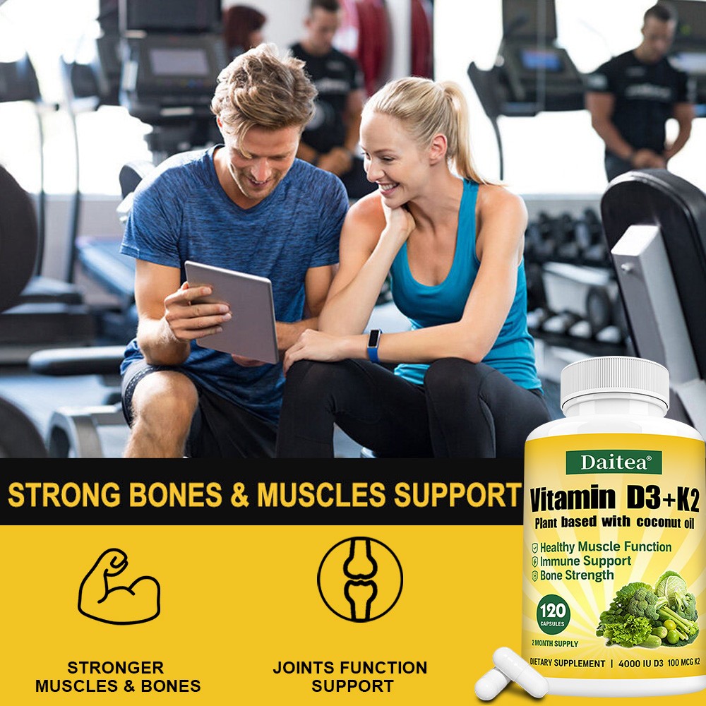 Vitamin D3+K2 Plant Based With Coconut Oil Bone Strength 30/60/120 Capsules