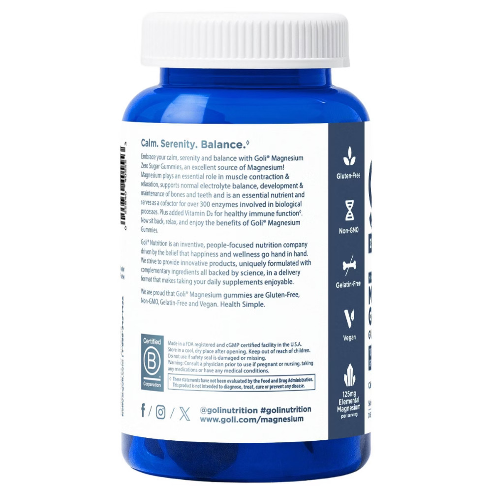 Goli Nutrition Magnesium Sugar Free Dietary Supplement Vegan Gummies – 60ct