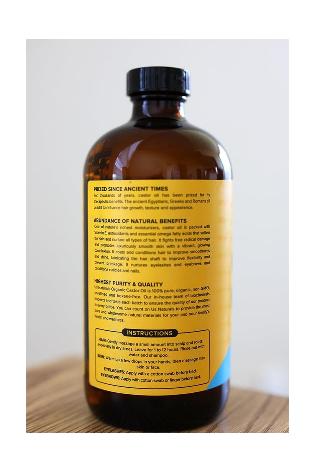 Us Naturals 16oz Organic Castor Oil – Glass Bottle – USDA Certi… F
