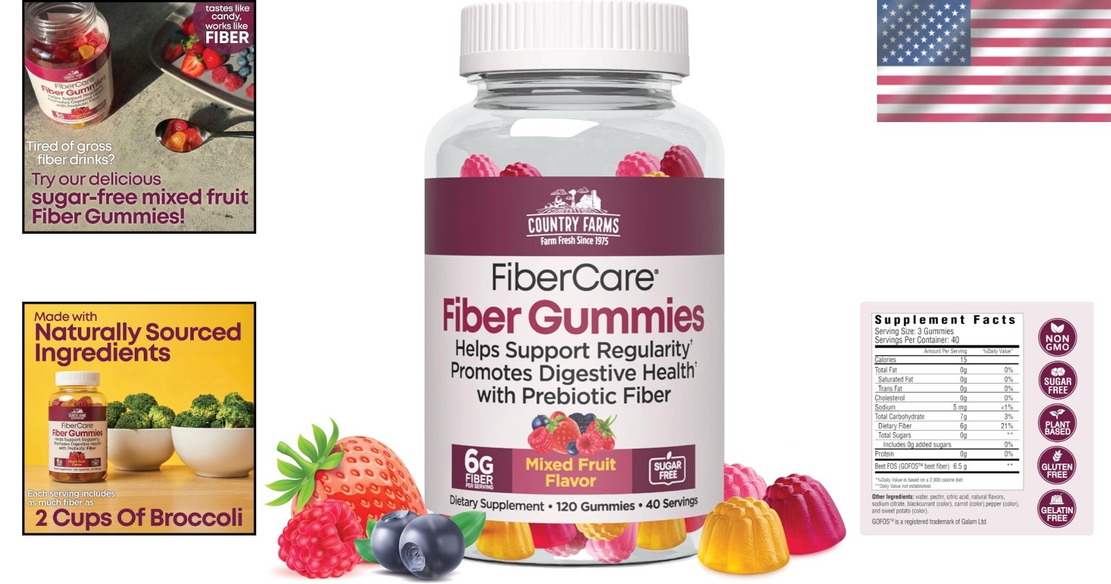 Enhance Gut Health with Fiber Care Gummies – 120 Sugar-Free Mixed Fruit Treats