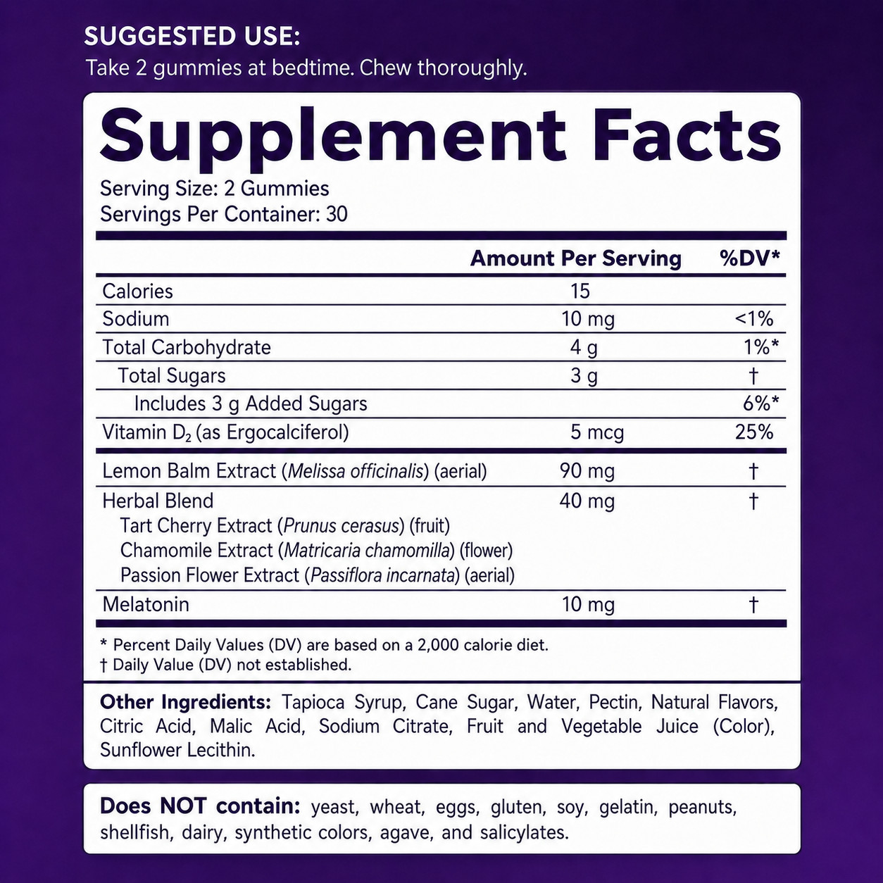 Nutritional Supplement, Extra Strength Sleep Gummy – 60 Co