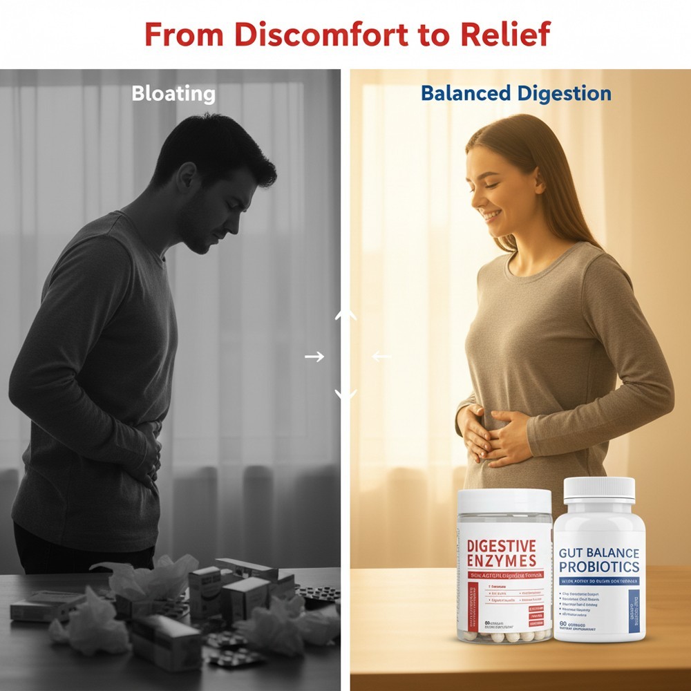 ESUNM Value Digestive Bundle: Digestive Enzymes 60ct + Probiotics 60ct