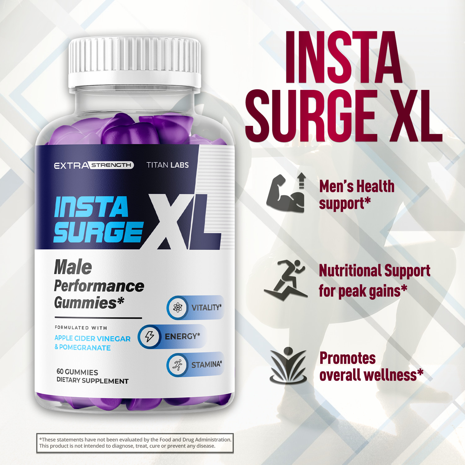 (1 Pack) Insta Surge XL Advanced Male Support Supplement InstaSurgeXL 60 Gummies
