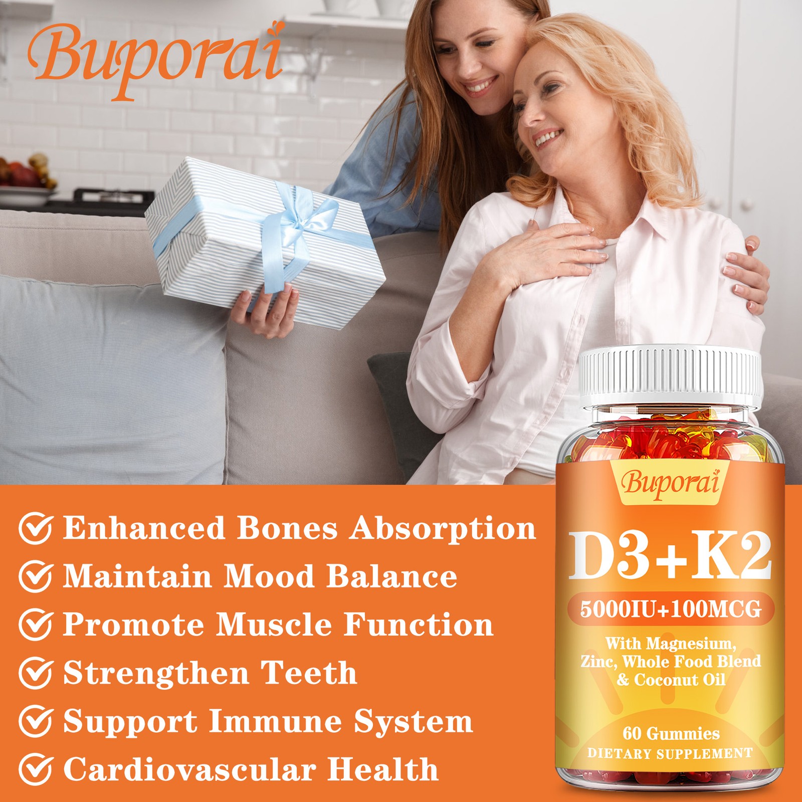 Vitamin D3 + K2 – Magnesium,Zinc – Promote Bone Health and Improve Sleep Quality