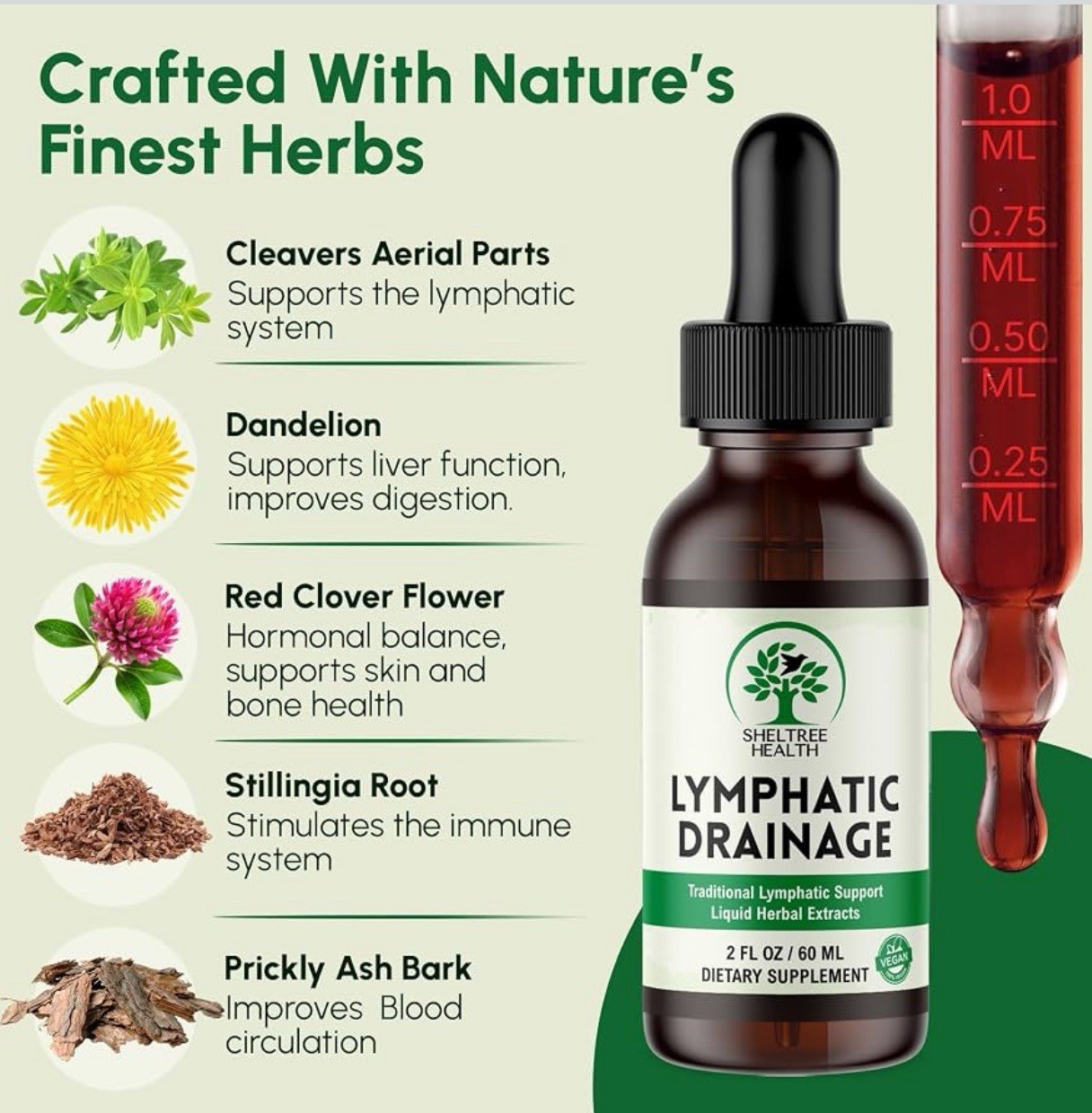 SHELTREE HEALTH Lymphatic Drainage Drops, 2 Fl. Oz | Organic Lymphatic Drainage