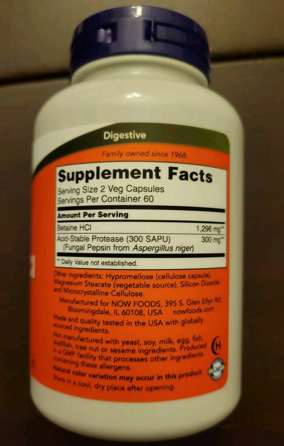 NEW Sealed 2 Pack NOW BETAINE HCL 648mg Capsules Digestive Enzyme exp 11/28