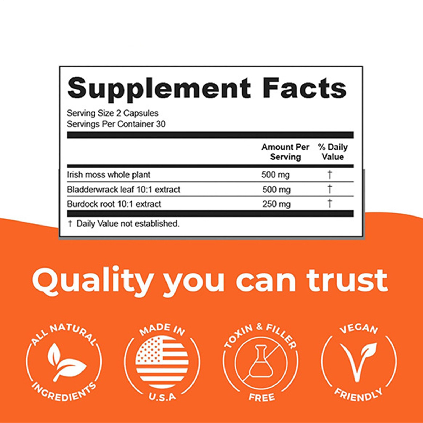 1250mg Sea Moss Advanced Superfood, High-Potency, Vegan – 60 Count