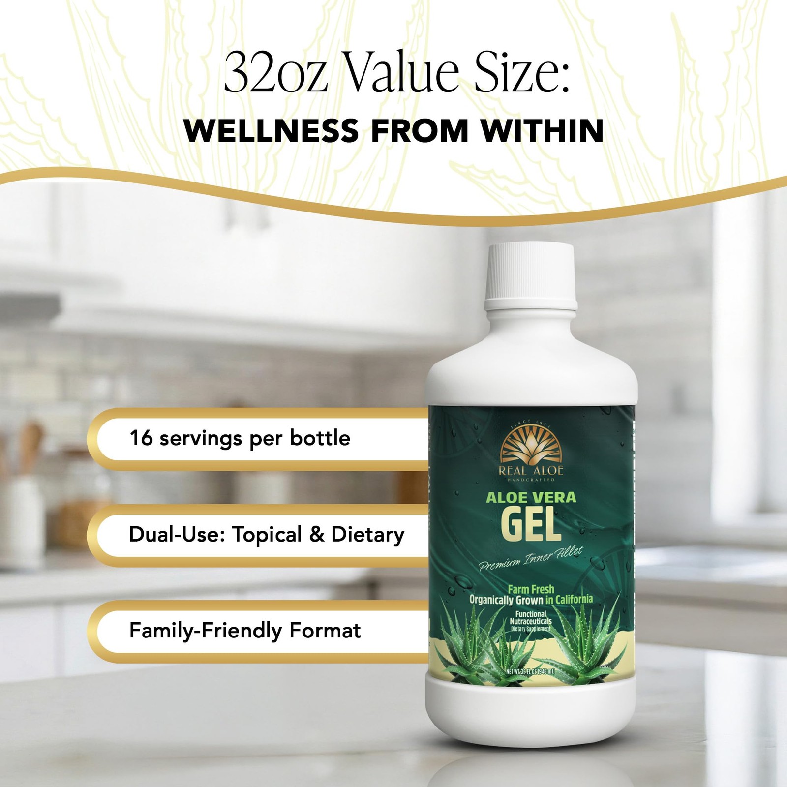 Real Aloe Aloe Vera Gel (32 fl oz) | Hand-Crafted from California Organically…