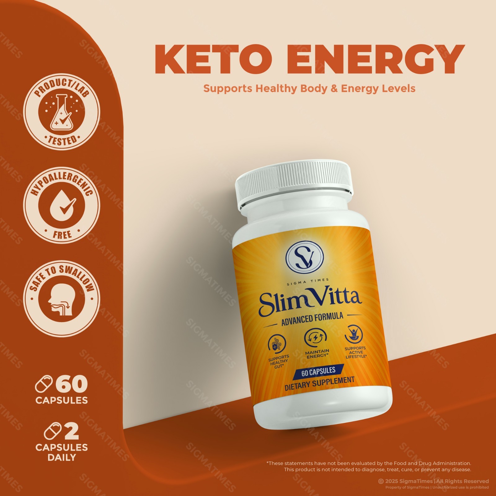 SlimVitta Capsules, Slim Vitta Supplement Pills for Natural Weight Loss 60ct