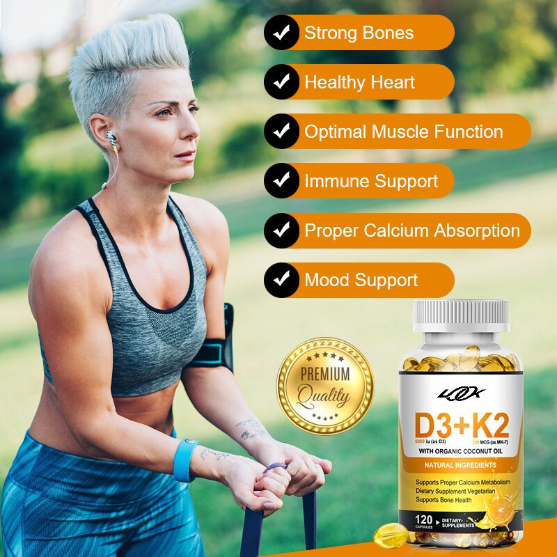 Vitamin D3 + Vitamin K2 120 Softgels – 5000IU Vit D3, 200Mcg MK7-K2 Per Serving