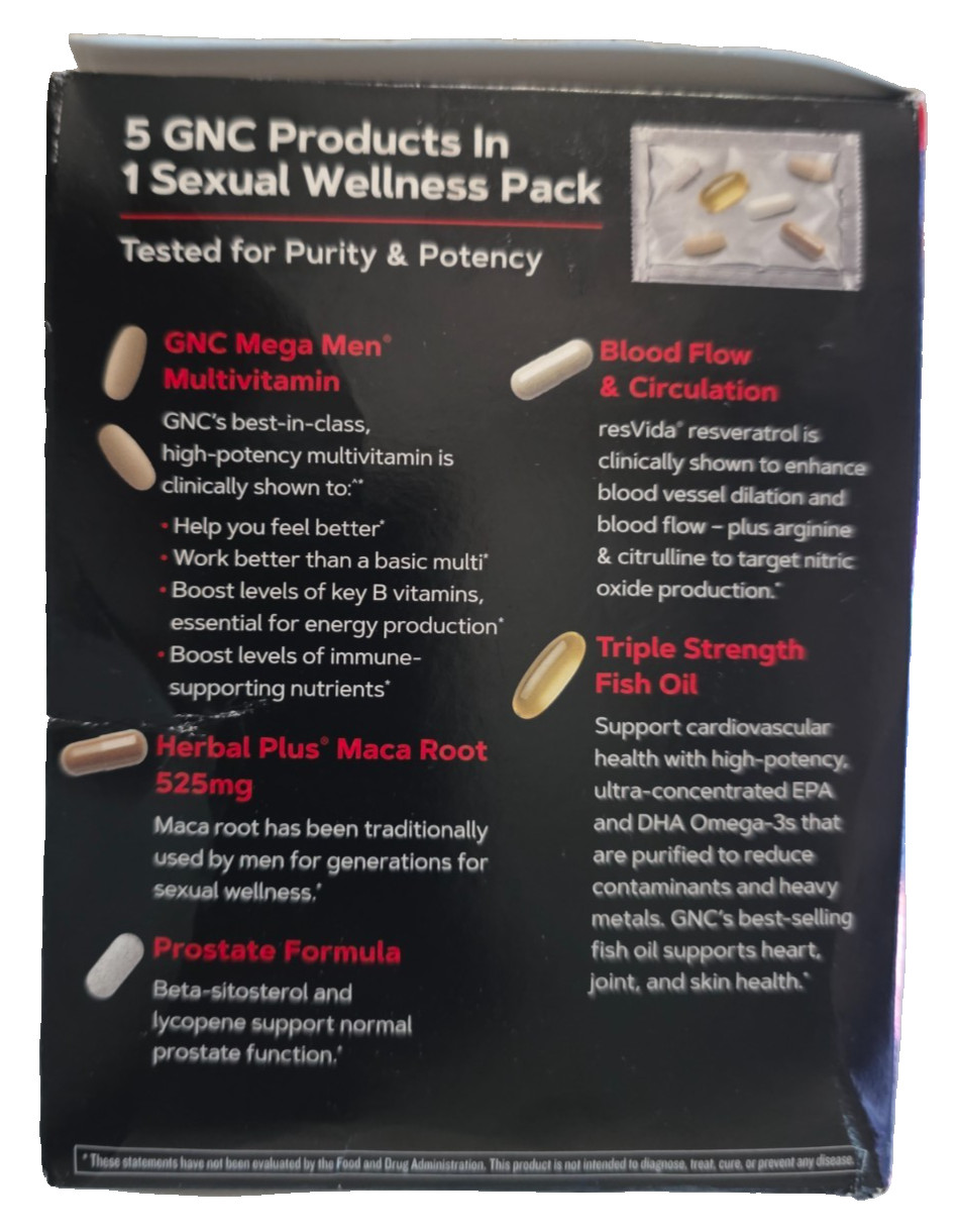 GNC Mega Men Performance Vitality Vitamins 22 Vitapacks Expires 01/2028