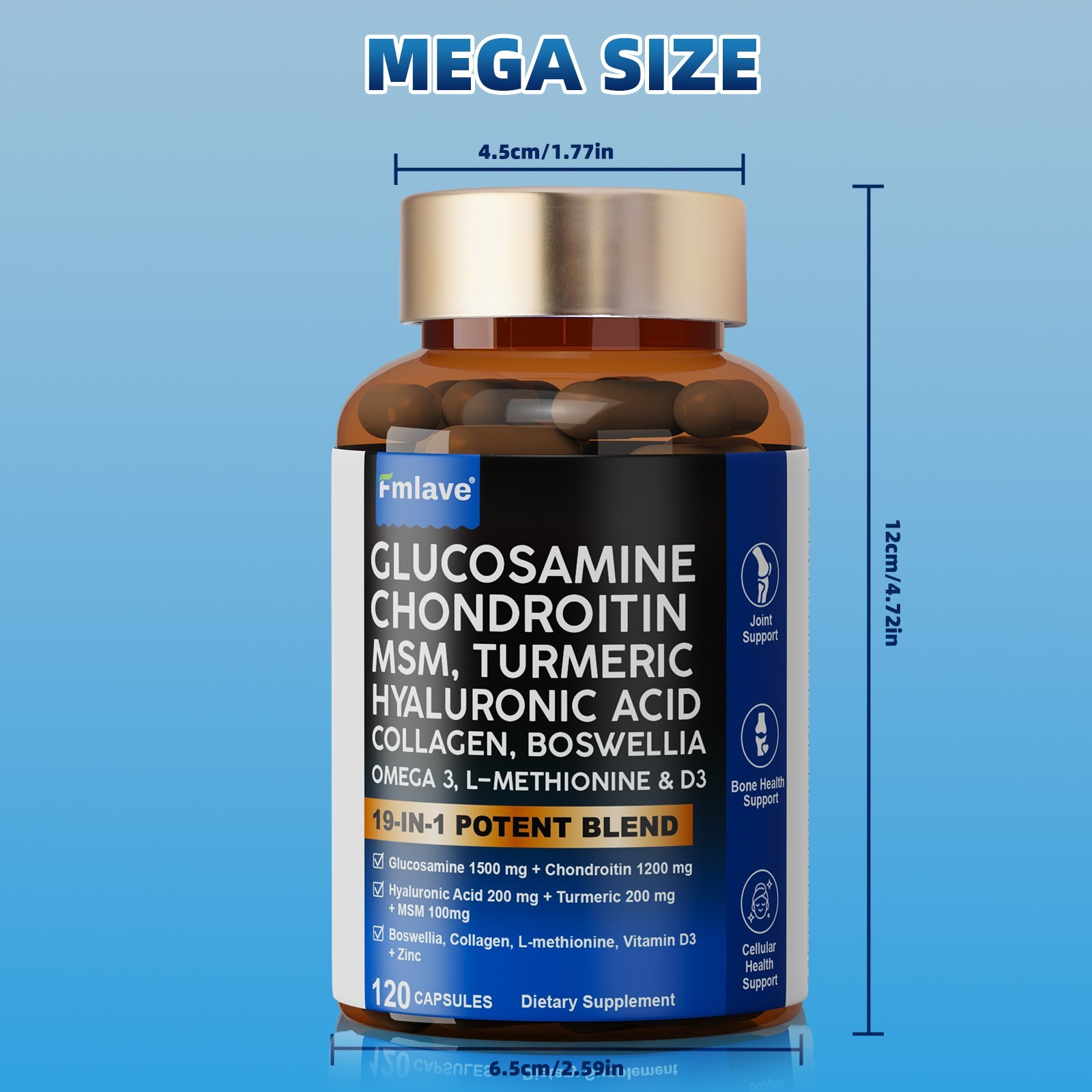 2 Pack Glucosamine Chondroitin Turmeric MSM Triple Strength Joint Support 240ct