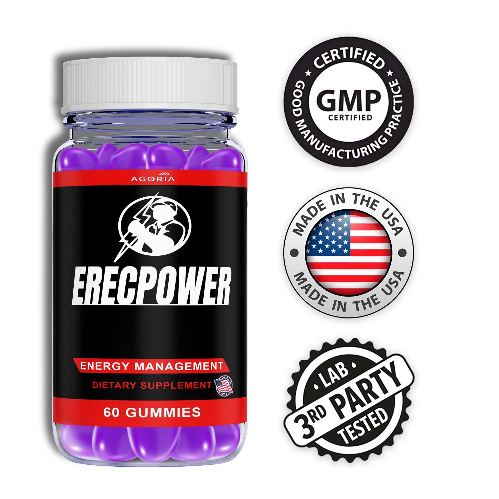 Erecpower Energy Management Multivitamin Health Supplement (60 Gummies) 1-Pack