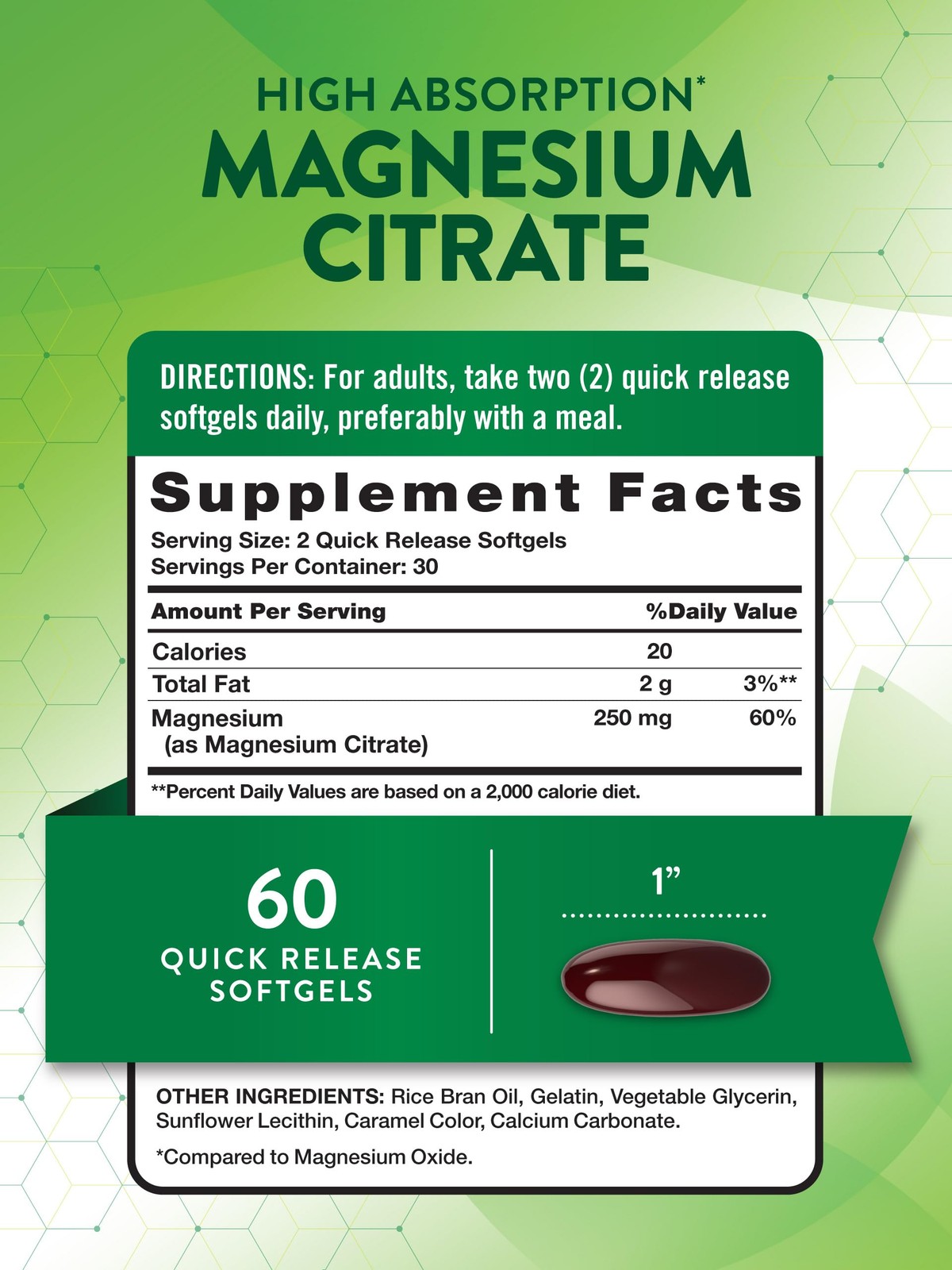 Nature’s Truth Magnesium Citrate Softgels | 250mg | 60 60 Count (Pack of 1)