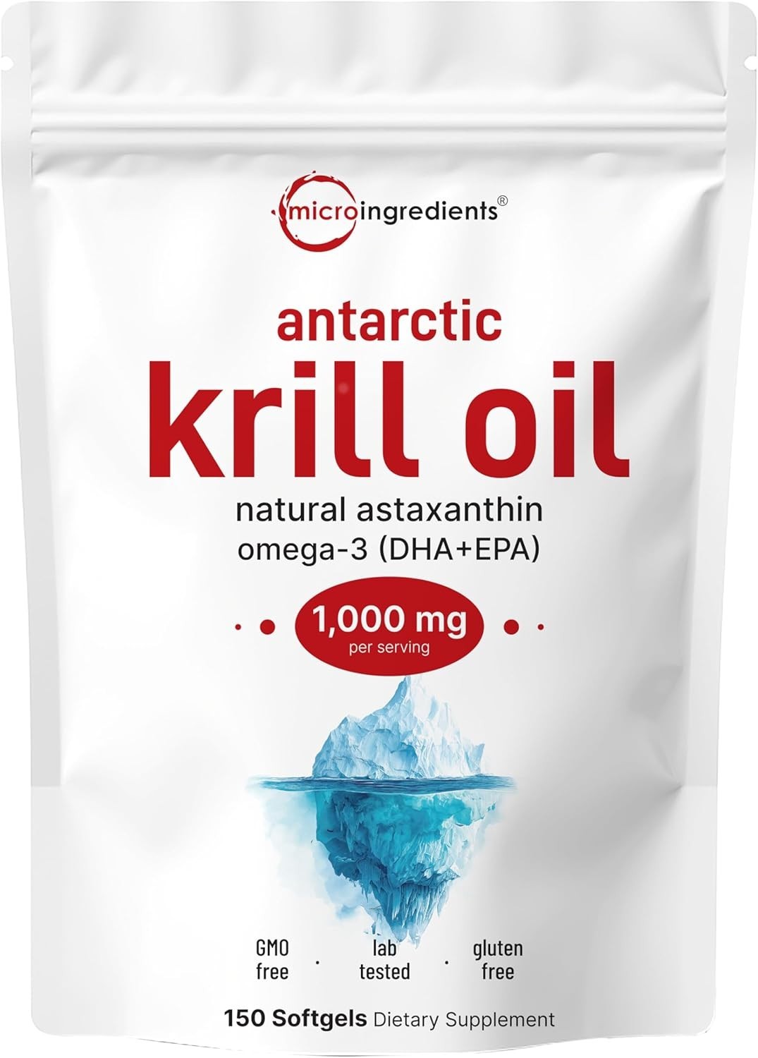 Natural Antarctic Krill Oil Softgels, 1,000 mg Omega-3, Mercury-Free, 150 Count