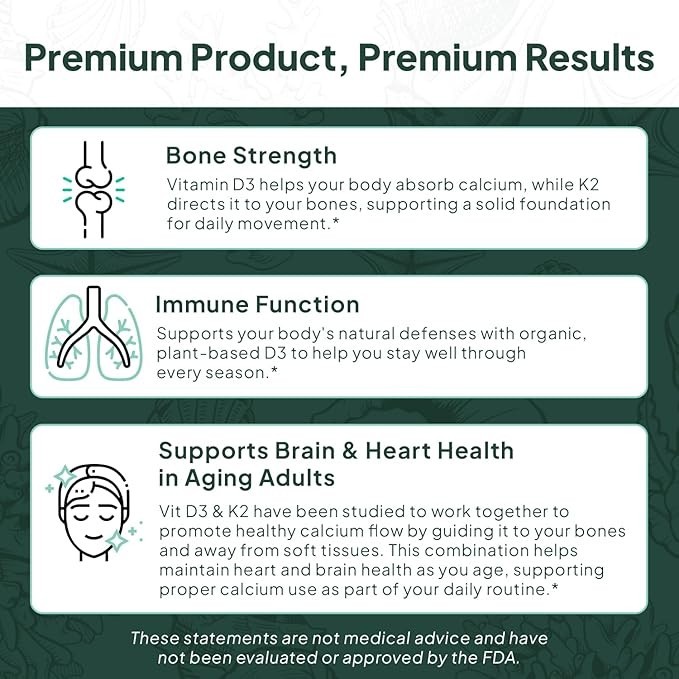 Organics Ocean Better D3 + K2 Organic Vegan Supplement 30 Softgels